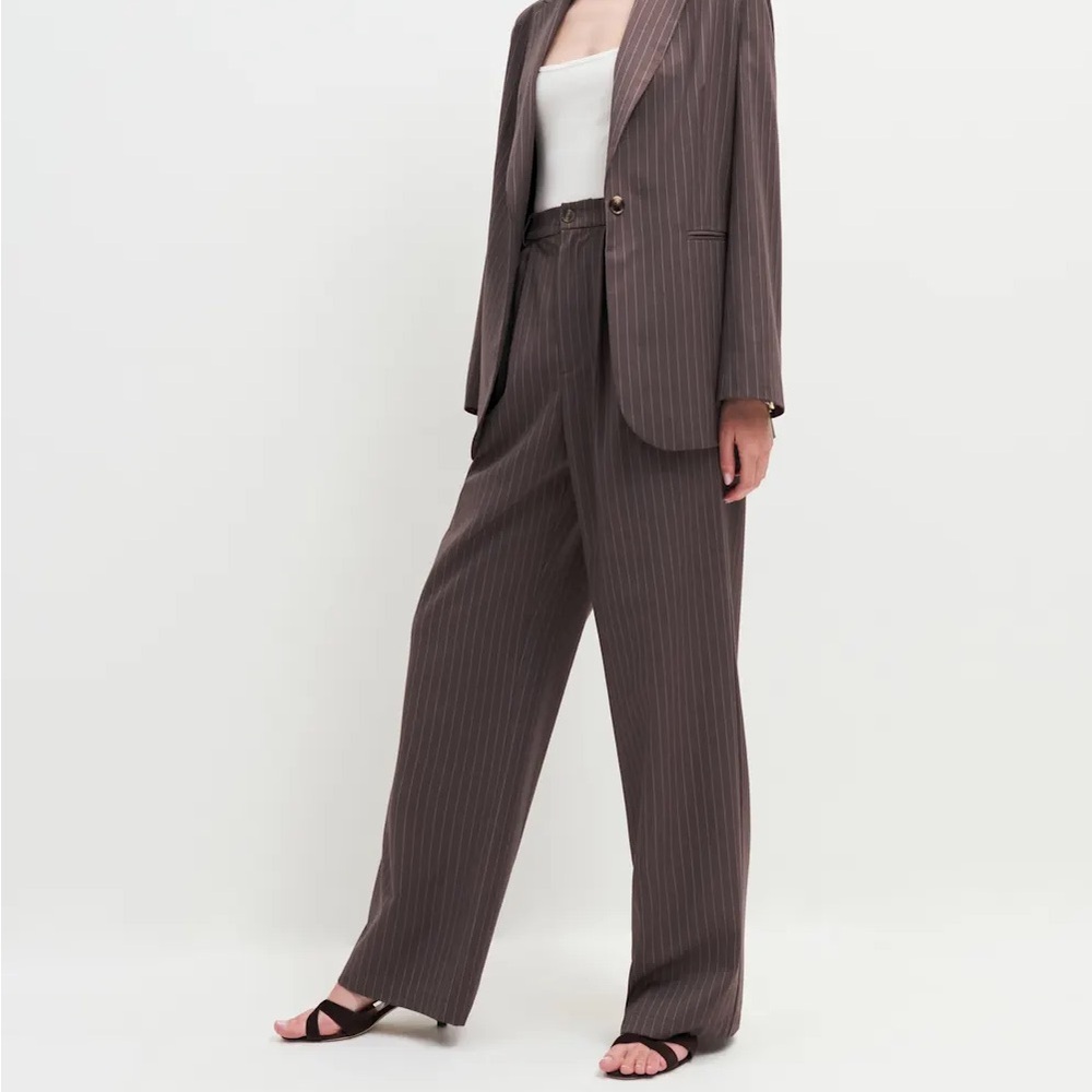 Reformation Brown Pinstripe Trousers - Picture 5 of 9